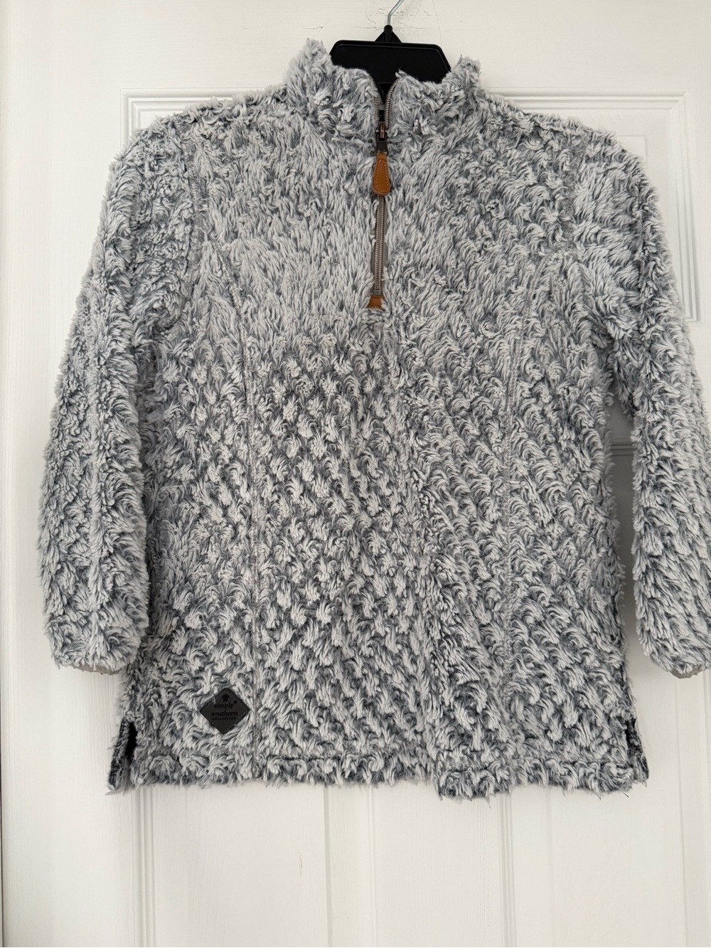 Simply Southern Plush Quarter-Zip Turtleneck Sweater - Light Gray